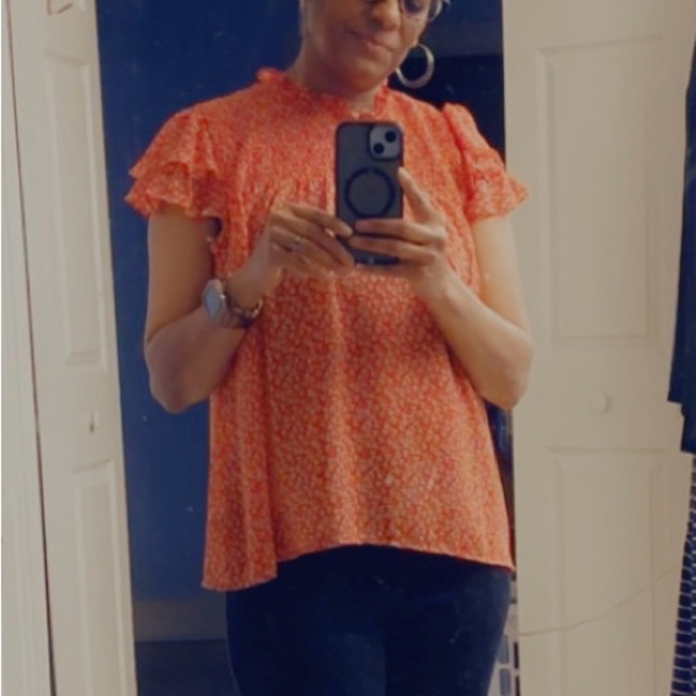 She + Sky Red Floral Smocked Bodice Dress - Picture 6 of 6